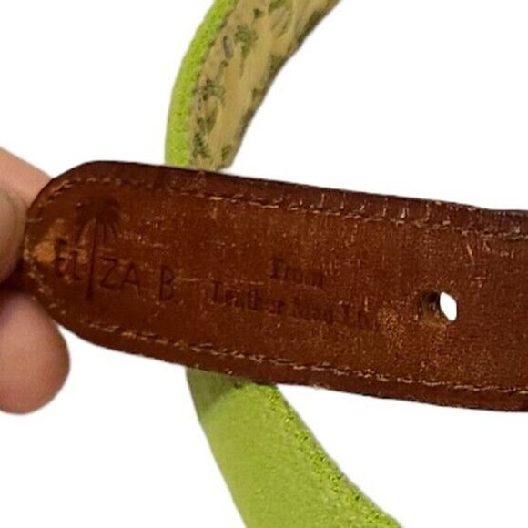 Eliza B Women's Belt Palm Tree Design Yellow & Lime Green Size 32 Pre-Owned - Picture 2 of 9